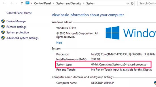 Определение типа операционной системы в Windows 10