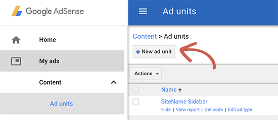 Создание нового рекламного блока в Google AdSense