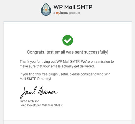 Тестовое письмо от WP Mail SMTP