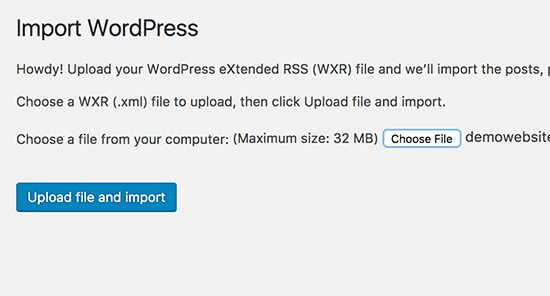 Импорт XML-файла WordPress