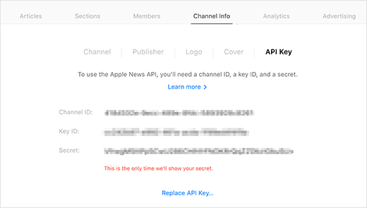 Ключи API новостей Apple