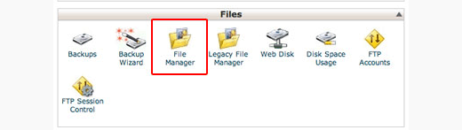 Значок файлового менеджера в cPanel