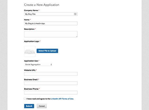 Создать новую форму заявки на приложение