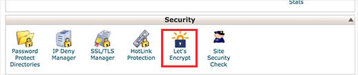 Значок Let's Encrypt в cPanel