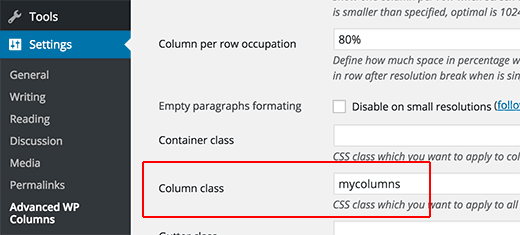 Добавление класса CSS для ваших столбцов