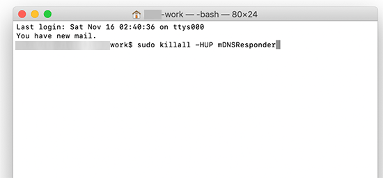 Очистка кеша DNS с помощью терминала в macOS