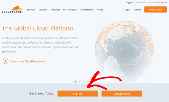 Зарегистрируйтесь на сайте Cloudflare