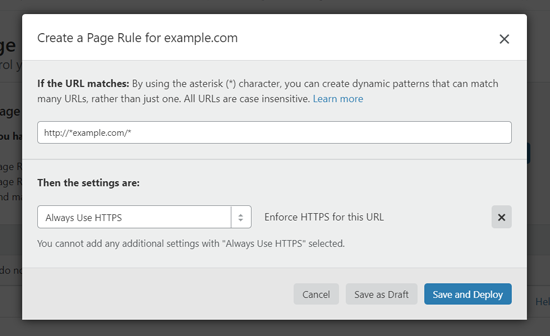 Создать правило страницы для использования HTTPS в WordPress