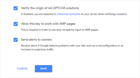 Разрешить reCAPTCHA работать на страницах AMP