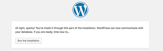 WordPress теперь может подключиться к вашей базе данных
