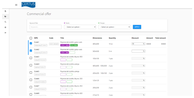 Offer generation page